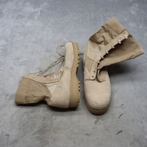 Wellco Men 12R Combat Boots Beige Suede Military Desert Tactical Rugged USA Made